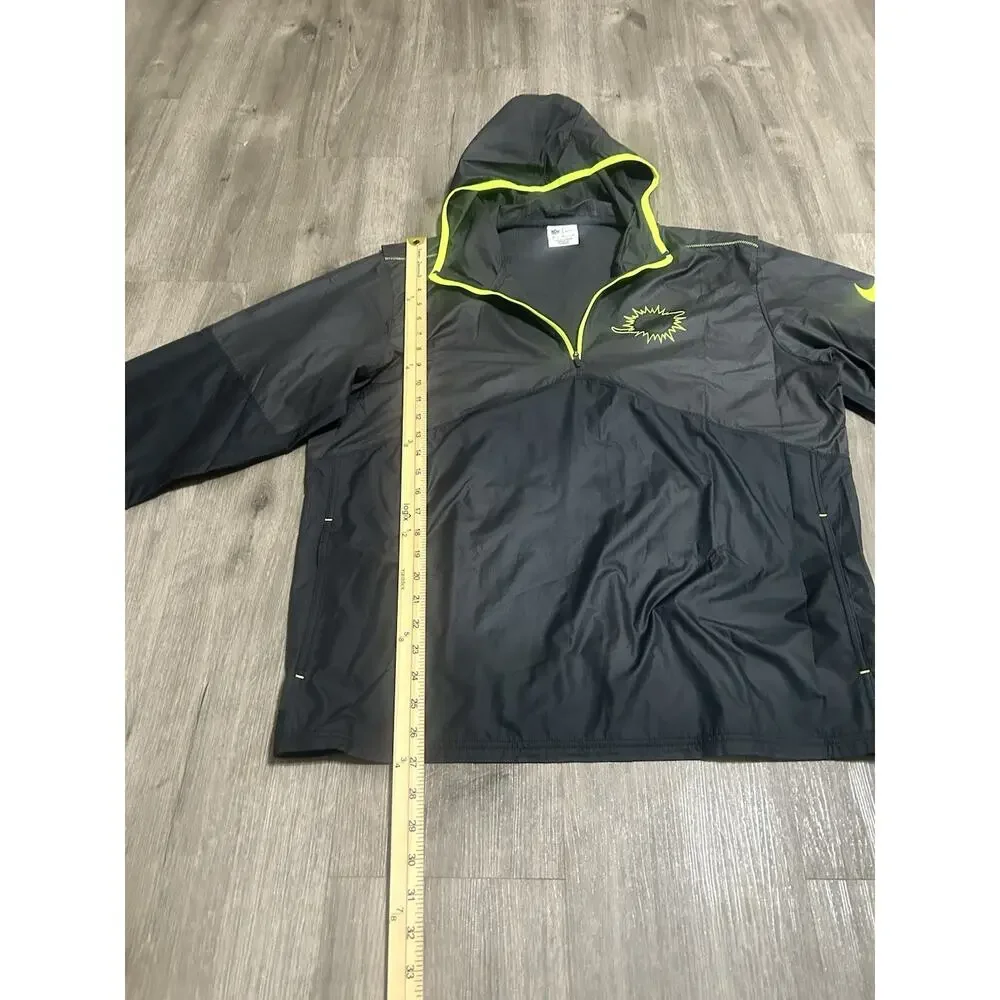 Nike NFL Miami Dolphins Hooded Half Zip Anorak Jacket Mens M Black Neon Windbrea